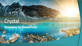  Presentation with mountain view - Presentation theme consisting of beautiful mountain view with reflection in gokyo lake himalayas nepal background and a teal colored foreground
