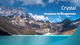  Presentation with sky blue - Colorful presentation enhanced with climbing everest - beautiful snow-capped mountains backdrop and a teal colored foreground
