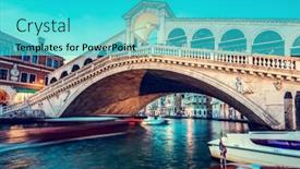  Presentation with venice - Slide set having rialto-bridge-and-grand-canal background and a cyan colored foreground