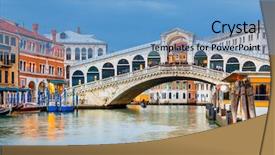  Presentation with venice - Beautiful PPT theme featuring rialto bridge at dusk in venice italy backdrop and a teal colored foreground