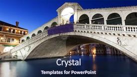  Presentation with venice - Amazing PPT theme having rialto bridge at night venice italy backdrop and a navy blue colored foreground