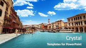  Presentation with venice - Presentation design having rialto bridge in venice italy background and a teal colored foreground