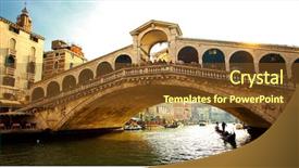  Presentation with venice - Theme consisting of rialto bridge in venice background and a tawny brown colored foreground