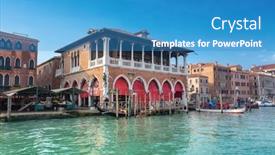  Presentation with venice - PPT theme enhanced with rialto-fish-market-in-venice background and a teal colored foreground