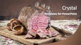  Presentation with new cold room storage - Slide set featuring rib of beef cold cuts background and a tawny brown colored foreground