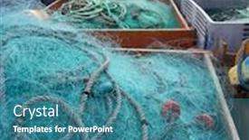  Presentation with port - PPT theme enhanced with ribadesella asturias fishing tacke in port at spain background and a teal colored foreground