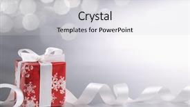  Presentation with gift ribbon - Audience pleasing slide set consisting of ribbon against abstract background backdrop and a light gray colored foreground