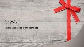  Presentation with red bow - Presentation theme consisting of ribbon and bow over wood background and a light gray colored foreground