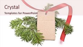  Presentation with gift ribbon - Audience pleasing presentation consisting of ribbon and fir tree branch backdrop and a  colored foreground