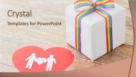  Presentation with gay pride - Slides enhanced with ribbon and male couple pictogram background and a lemonade colored foreground