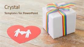  Presentation with gay pride - Colorful PPT theme enhanced with ribbon and male couple pictogram backdrop and a lemonade colored foreground