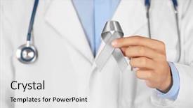  Presentation with brain cancer - Colorful presentation design enhanced with ribbon close up view brain backdrop and a white colored foreground