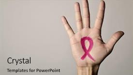  Presentation with pink ribbon - Presentation theme featuring ribbon for the breast cancer background and a light gray colored foreground