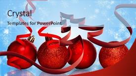  Presentation with blue design - Beautiful presentation theme featuring ribbon in shape of christmas tree against white snowflake design on blue backdrop and a light blue colored foreground