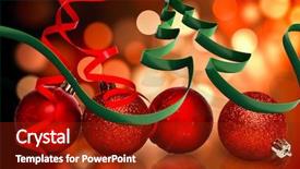  Presentation with christmas black - Colorful theme enhanced with ribbon in shape of christmas tree against light circles on black background backdrop and a tawny brown colored foreground