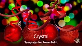  Presentation with christmas black - Theme having ribbon in shape of christmas tree against colourful circles on black background background and a tawny brown colored foreground