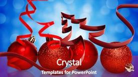  Presentation with blue design - Cool new presentation theme with ribbon in shape of christmas tree against circle design on blue background backdrop and a crimson colored foreground