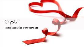  Presentation with shape heart - Audience pleasing PPT theme consisting of ribbon in shape of heart backdrop and a sky blue colored foreground