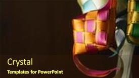  Presentation with festival - Colorful theme enhanced with ribbon-ketupat-for-ramadan-festival backdrop and a wine colored foreground