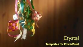  Presentation with ramadan - PPT theme having ribbon-ketupat-for-ramadan-festival background and a wine colored foreground