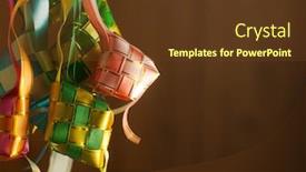 Presentation with ramadan - Audience pleasing slides consisting of ribbon-ketupat-for-ramadan-festival backdrop and a tawny brown colored foreground