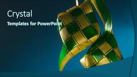  Presentation with festival - Cool new PPT theme with ribbon-ketupat-for-ramadan-festival backdrop and a navy blue colored foreground