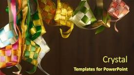  Presentation with festival - Beautiful slide deck featuring ribbon-ketupat-for-ramadan-festival backdrop and a wine colored foreground