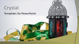  Presentation with islamic design - Cool new slides with ribbon-ketupat-with-islamic-design backdrop and a light gray colored foreground
