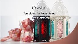  Presentation with islamic design - Theme enhanced with ribbon-ketupat-with-islamic-design background and a white colored foreground