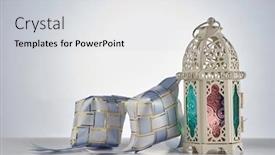  Presentation with islamic design - Slide deck consisting of ribbon-ketupat-with-islamic-design background and a light gray colored foreground