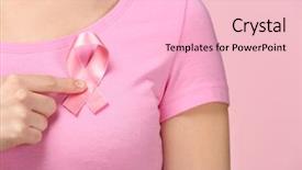  Presentation with pink ribbon breast awareness - Amazing presentation design having ribbon on color background breast backdrop and a lemonade colored foreground