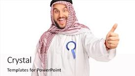  Presentation with blue award - Amazing presentation having ribbon on his robe giving backdrop and a white colored foreground