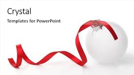  Presentation with white christmas - Beautiful presentation featuring ribbon on white background backdrop and a white colored foreground
