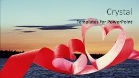  Presentation with nature river - Presentation theme with ribbon shaped as heart on nature background with river background and a light blue colored foreground