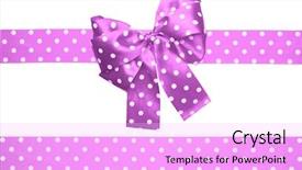  Presentation with white - Audience pleasing presentation design consisting of ribbon with white polka dots backdrop and a lavender colored foreground