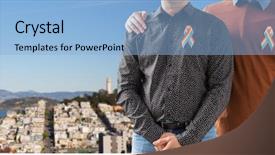  Presentation with rainbow lgbt - Slide set enhanced with ribbons over san francisco city background and a light blue colored foreground