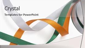  Presentation with india flag - Audience pleasing PPT theme consisting of ribbons representing indian flag colors backdrop and a white colored foreground