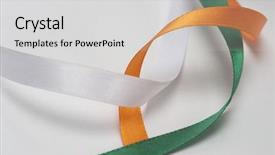  Presentation with independence - Cool new slide deck with ribbons representing indian flag colors backdrop and a light gray colored foreground