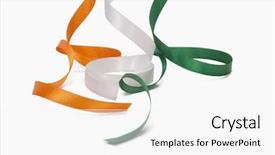  Presentation with independence - Audience pleasing PPT theme consisting of ribbons representing indian flag colors backdrop and a white colored foreground