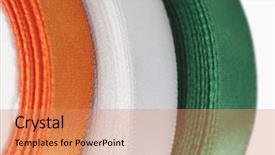  Presentation with india flag - Audience pleasing PPT theme consisting of ribbons representing indian flag colors backdrop and a coral colored foreground