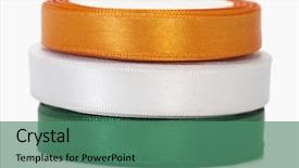  Presentation with independence day - Slide set with ribbons representing indian flag colors background and a ocean colored foreground