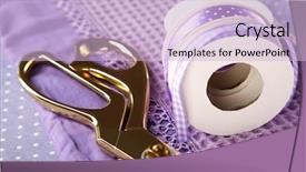  Presentation with fabrics - Beautiful slides featuring ribbons with scissors and fabrics close up backdrop and a lemonade colored foreground