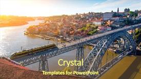  Presentation with cityscape - Colorful PPT layouts enhanced with ribeira and d luis bridge backdrop and a tawny brown colored foreground