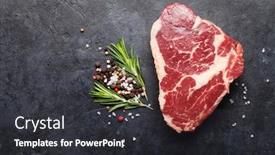  Presentation with steak - Audience pleasing slide set consisting of ribeye-fresh-raw-beef-steak backdrop and a dark gray colored foreground
