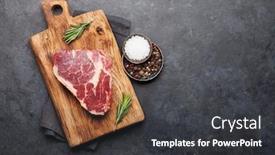  Presentation with steak - Cool new PPT theme with ribeye-fresh-raw-beef-steak backdrop and a dark gray colored foreground