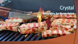  Presentation with barbecue ribs - Slide deck enhanced with ribs barbecue on the grill background and a ocean colored foreground