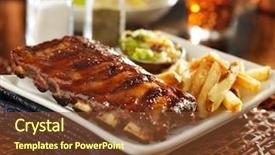  Presentation with barbecue dry aged kobe rib - Slides consisting of ribs bbq - barbecue rib meal with cole background and a tawny brown colored foreground