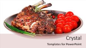 Presentation with bbq - Cool new slides with ribs on plate isolated backdrop and a coral colored foreground