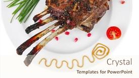  Presentation with pomegranate - Beautiful presentation featuring ribs-served-on-plate backdrop and a cream colored foreground