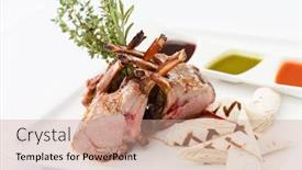  Presentation with sauces - PPT layouts consisting of ribs with different sauces background and a coral colored foreground